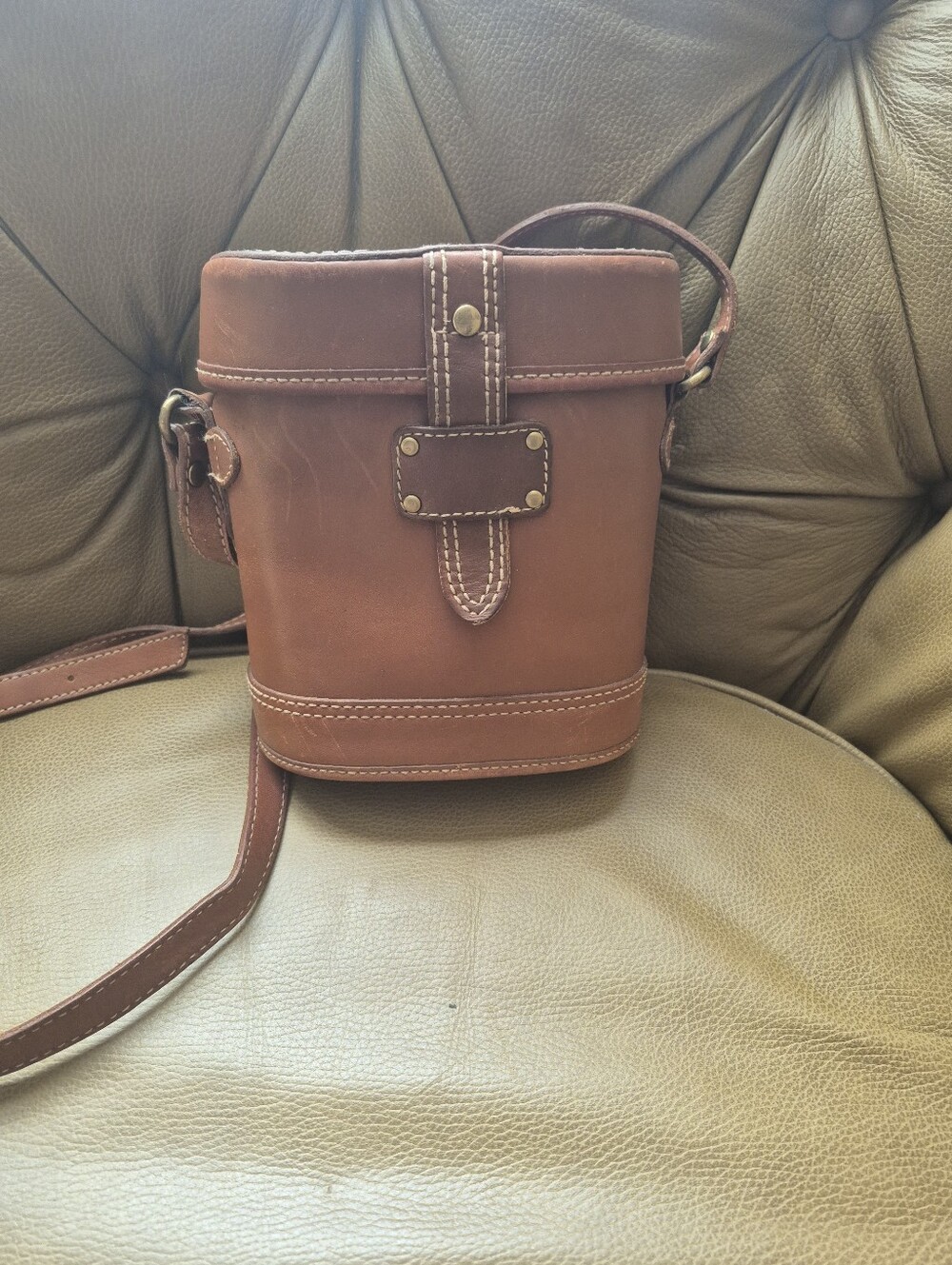 Vintage Brown Leather Crossbody Bag